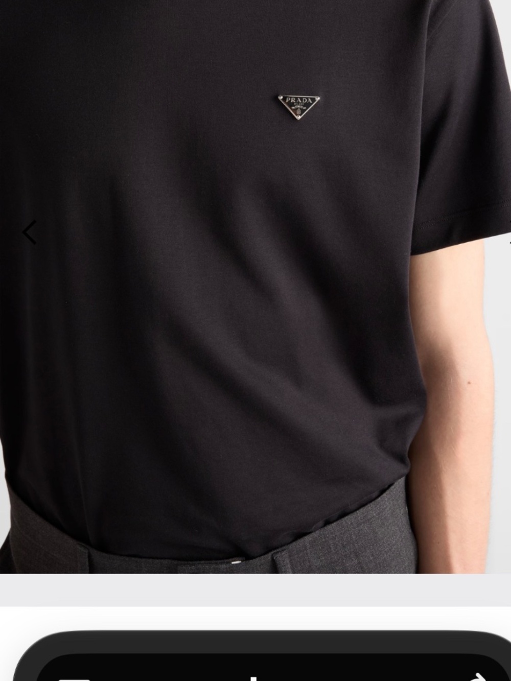 PRADA MEN'S BLACK COTTON T-SHIRT SIZE LARGE BOXY FIT TRIANGLE LOGO EXCELLENT